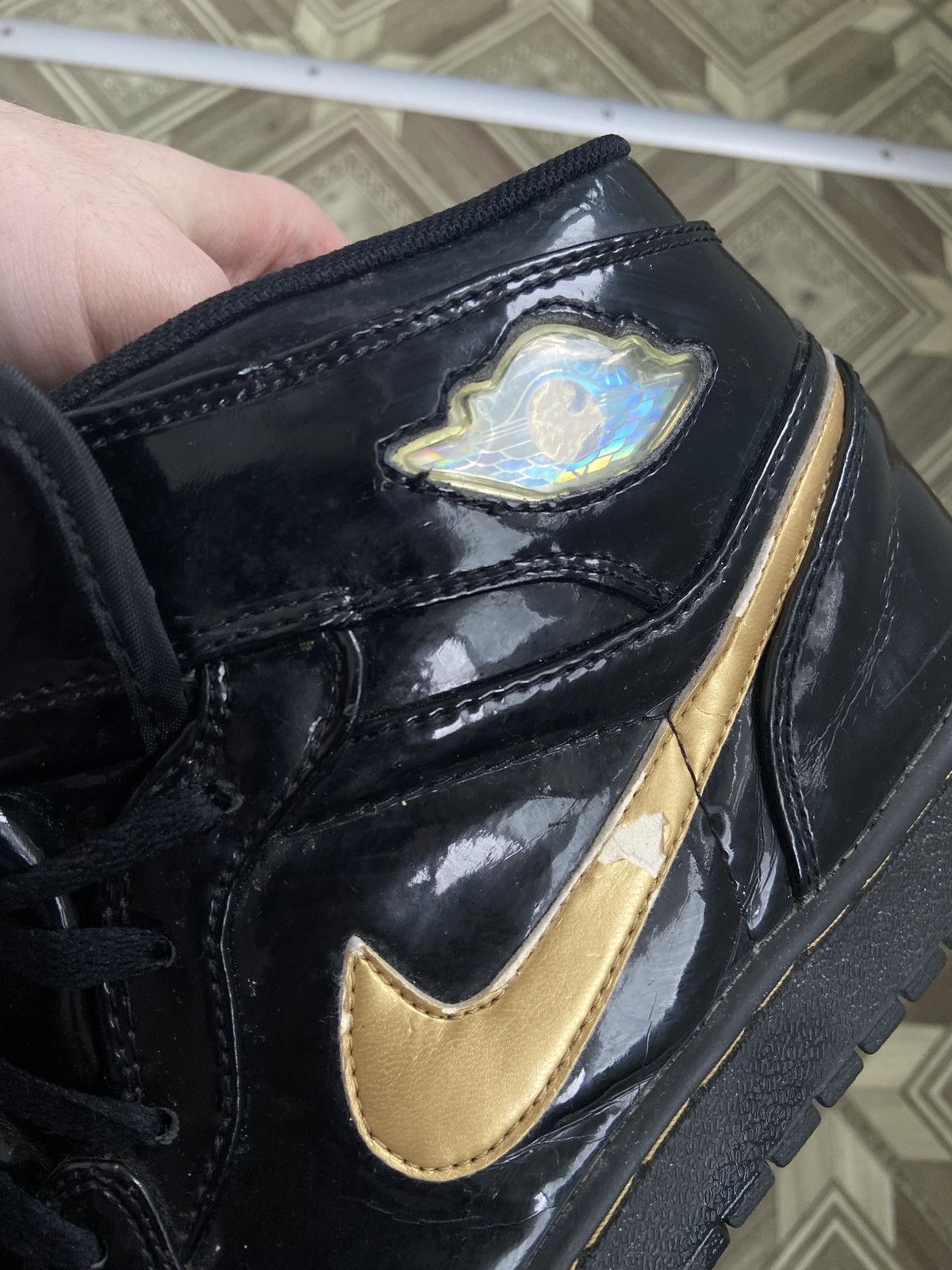Jordan Brand × Nike × Vintage Nike air Jordan 1 retro OG black metallic gold 2003 Size US 11 / EU 44 - 9 Thumbnail