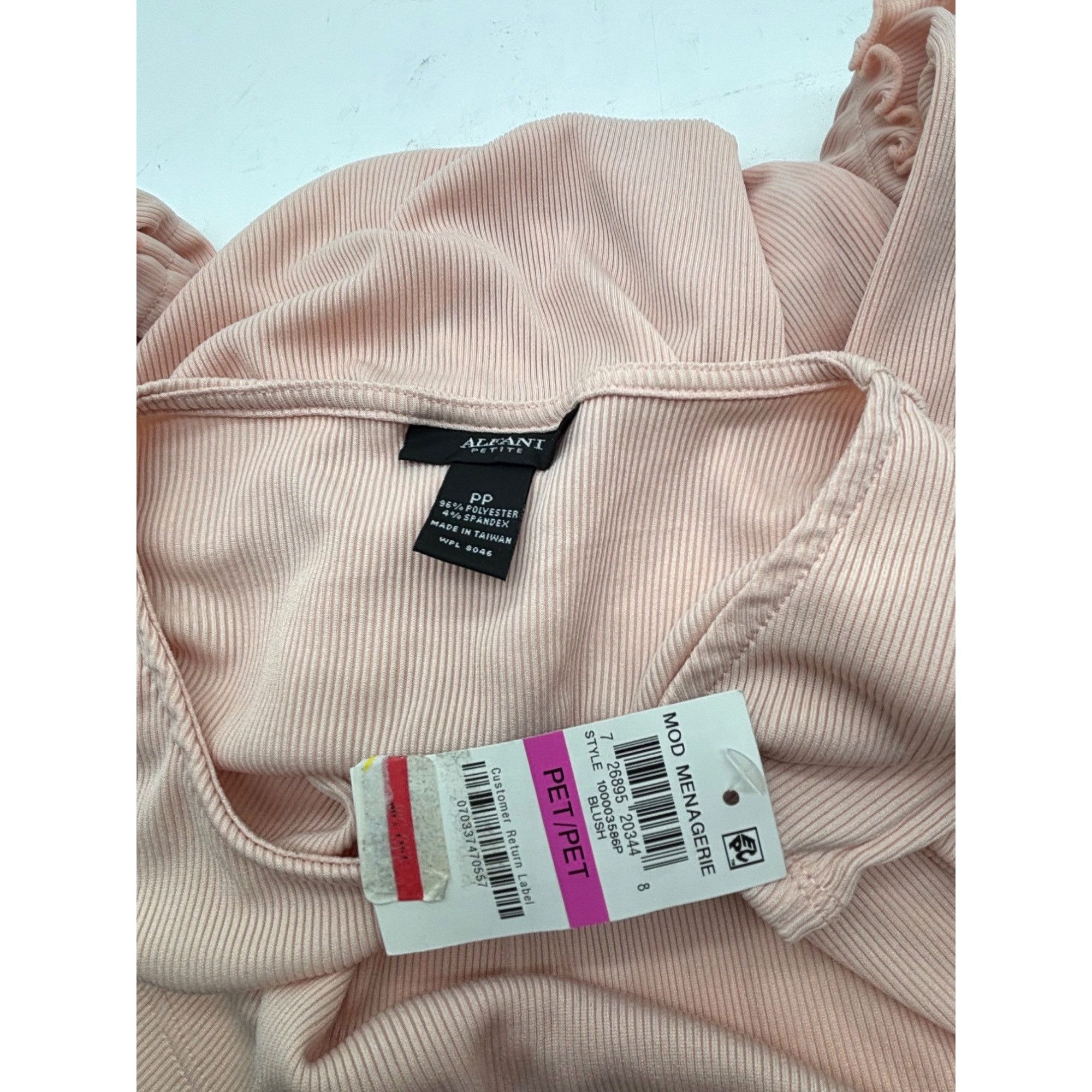Alfani Alfani Petite Ribbed Bell-Sleeve Top, Blush, PP Size ONE SIZE - 7 Thumbnail