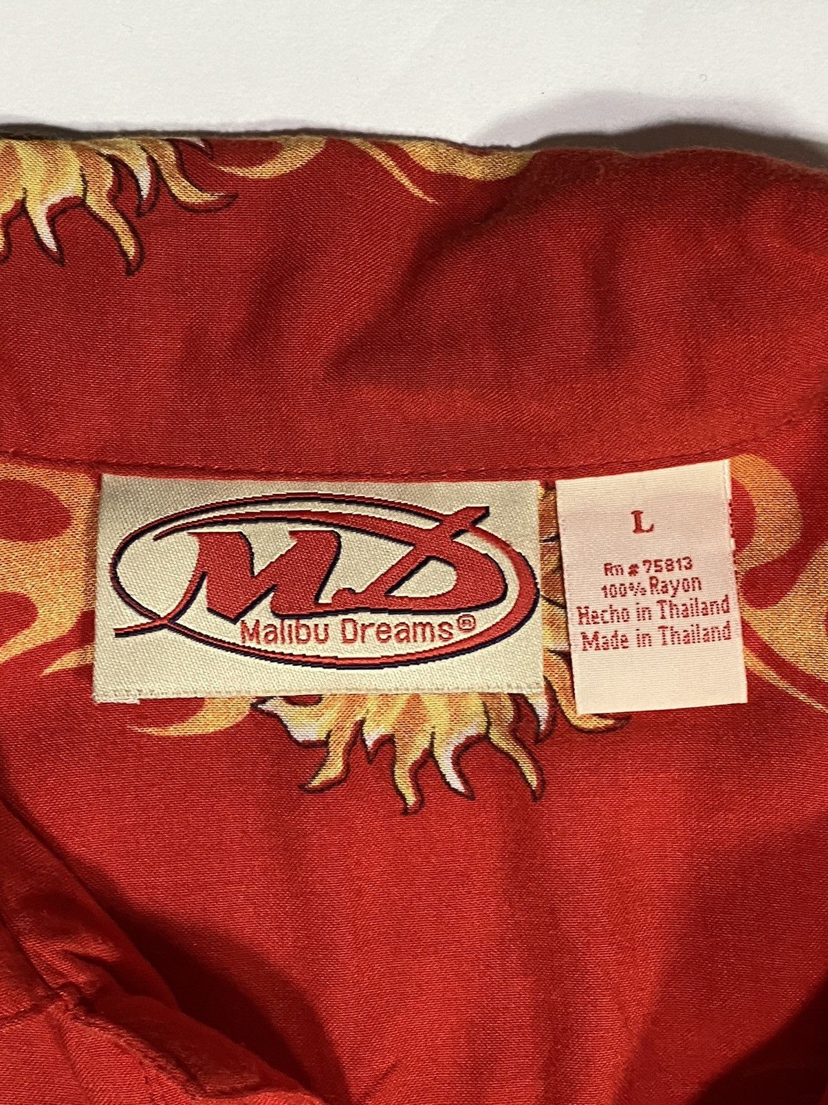 Vintage Malibu Dreams Men’s Button Down Shirt Flames Rayon Size L Size US L / EU 52-54 / 3 - 7 Thumbnail