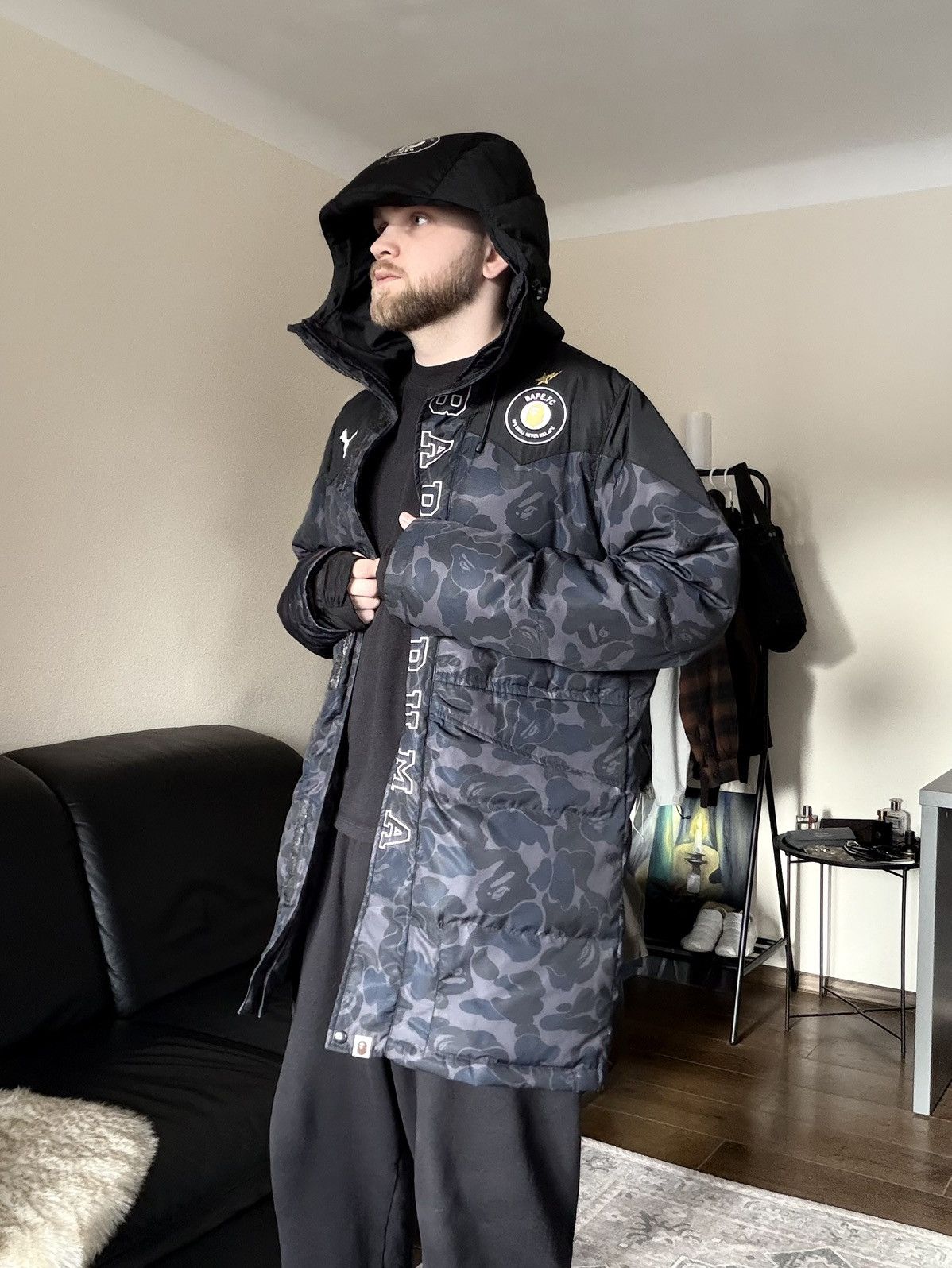 Bape × Puma BAPE x PUMA ABC Camo Long Down Puffer Jacket Black Size US M / EU 48-50 / 2 - 2 Thumbnail