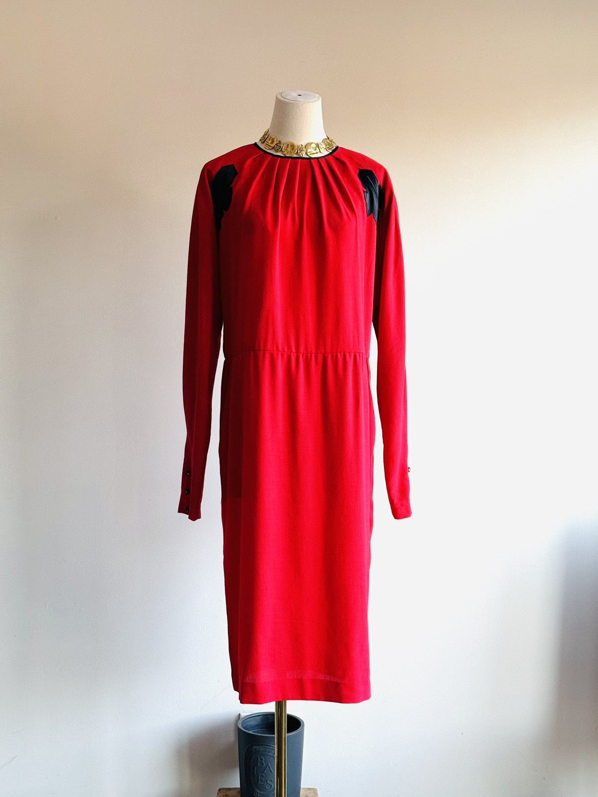 Fendi × Karl Lagerfeld × Vintage VTG Fendi Fendissime Karl Lagerfeld Red crepe batwing dress Size L / US 10 / IT 46 - 2 Thumbnail