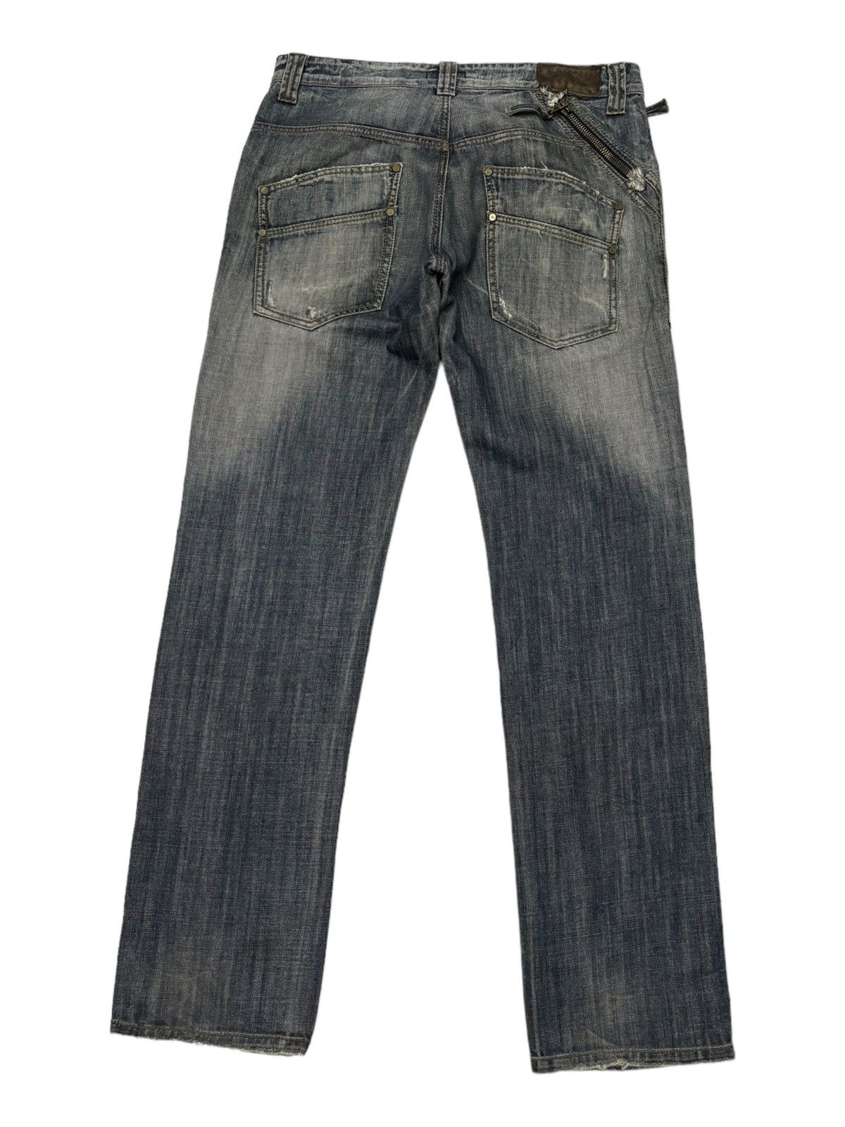 Beauty Beast ❤️‍🔥DISTRESSED DENIM MULTI ZIPPER ABSOLUTE JOY DENIM JEANS Size US 34 / EU 50 - 2 Thumbnail