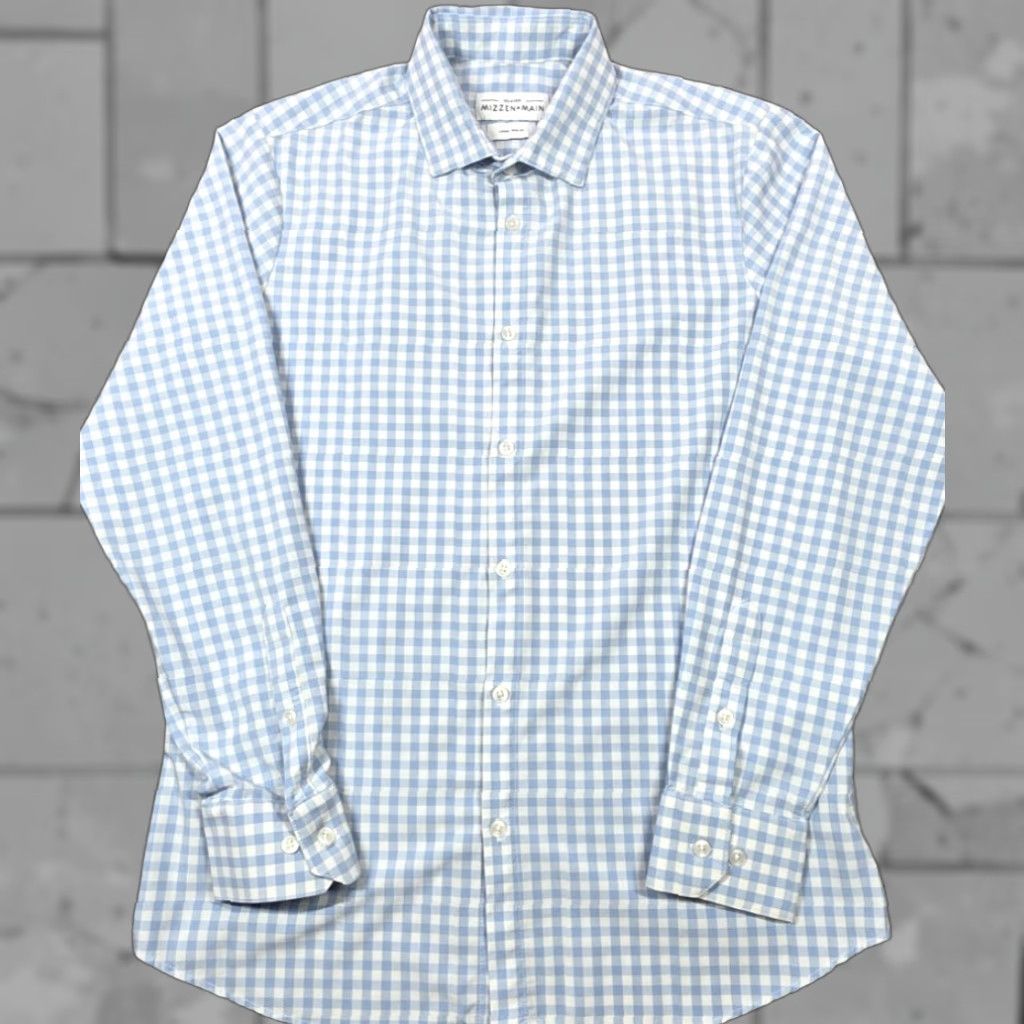 Mizzen+Main Mizzen Main Leeward Button up Shirt L Blue White Gingham Check Trim Fit Size US L / EU 52-54 / 3 - 1 Thumbnail