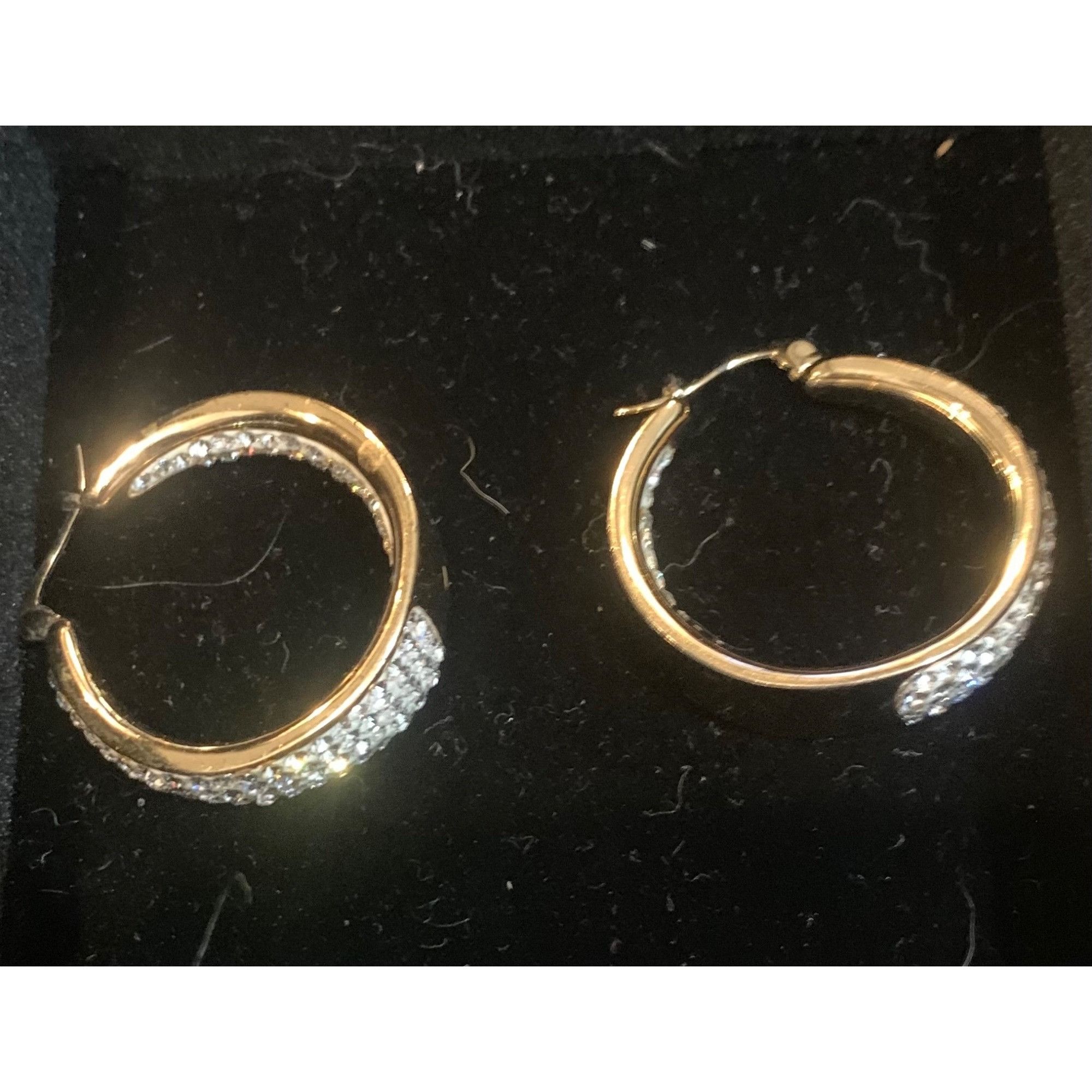 Other Gold-Tone Hoop Earrings With Clear Rhinestones & Clip Closur Size ONE SIZE - 4 Thumbnail