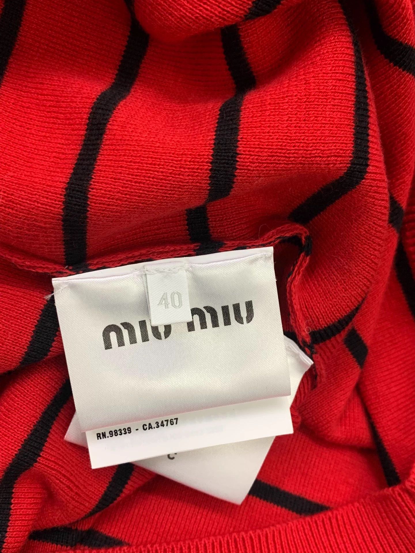 Miu Miu Miu Miu Red Stripe Tie Knit Short Sleeve 40 Size S / US 4 / IT 40 - 5 Thumbnail