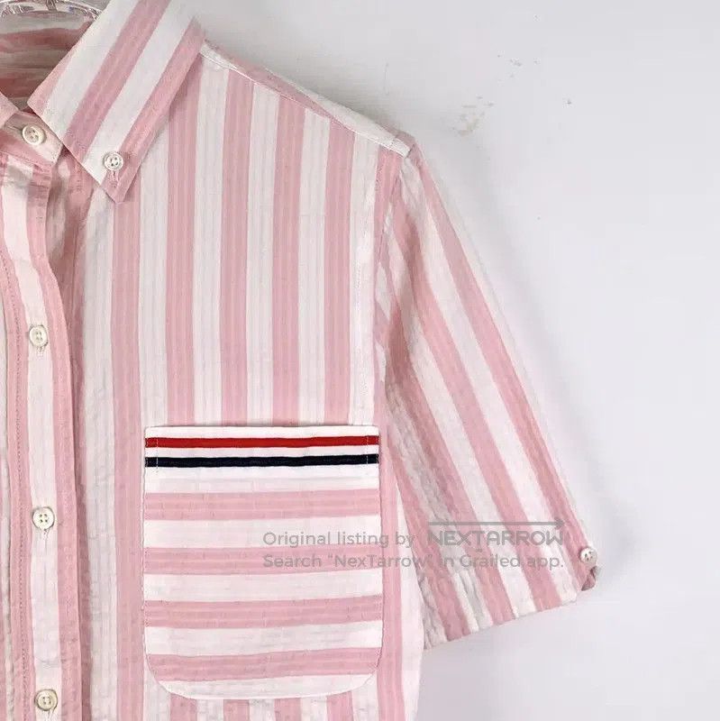 Thom Browne Thom Browne Pink Striped Cotton Short Sleeve Shirt . Size S / US 4 / IT 40 - 3 Thumbnail