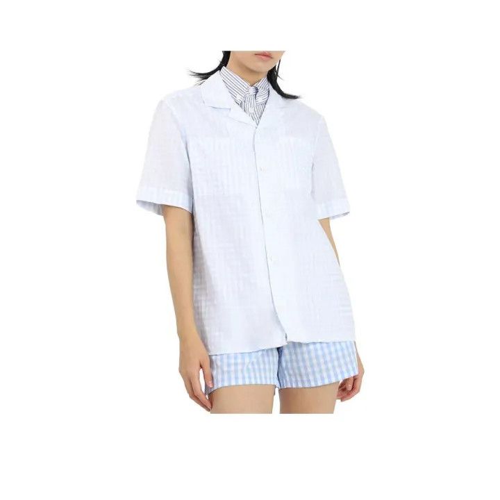 Burberry Burberry White Short Sleeve Check Shirt 0079 Size S / US 4 / IT 40 - 1 Thumbnail