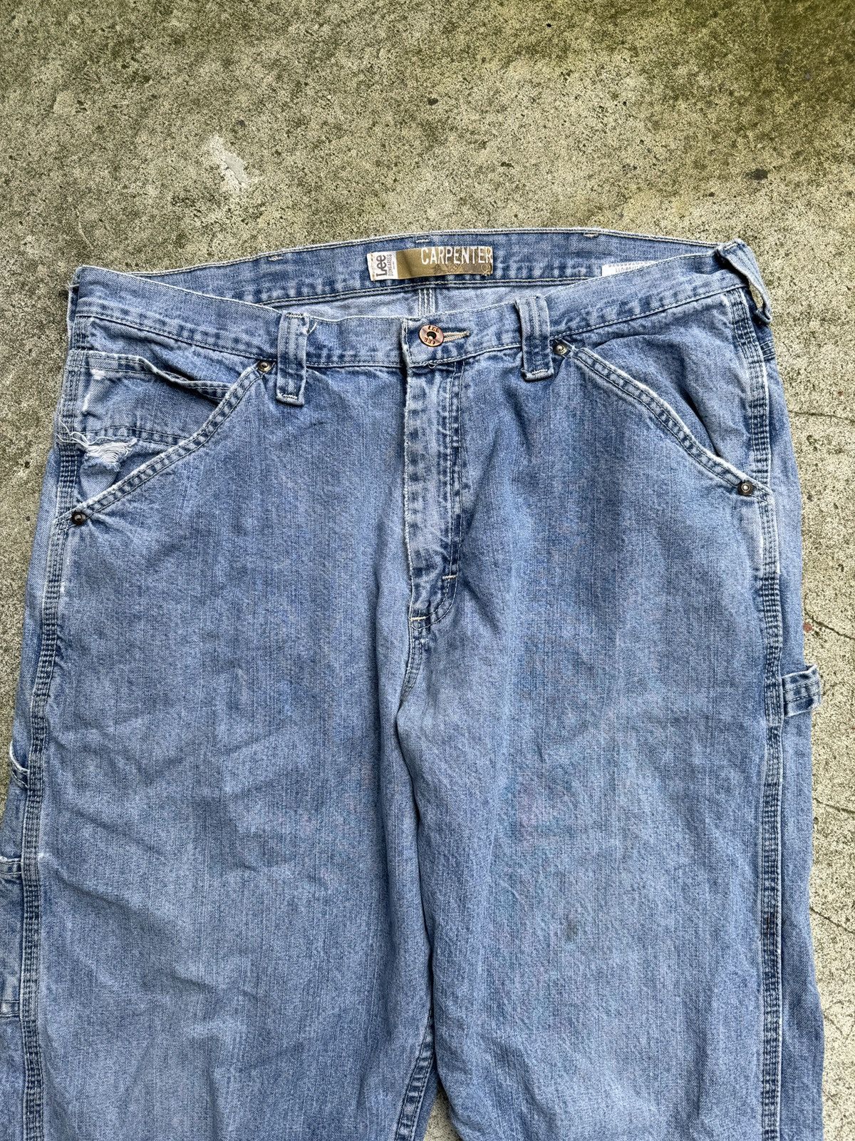Vintage Faded Light Wash Lee Thrashed Carpenter Jeans ERD Grunge Size US 36 / EU 52 - 3 Thumbnail