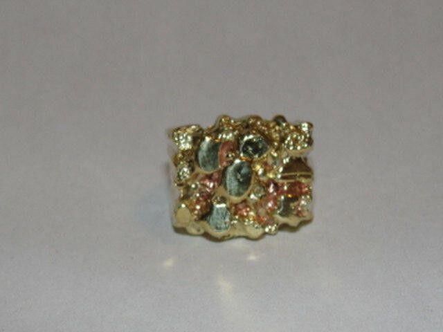 Designer 14 kt Gold Plated White Brass Nugget Metal Ring Size ONE SIZE - 2 Thumbnail