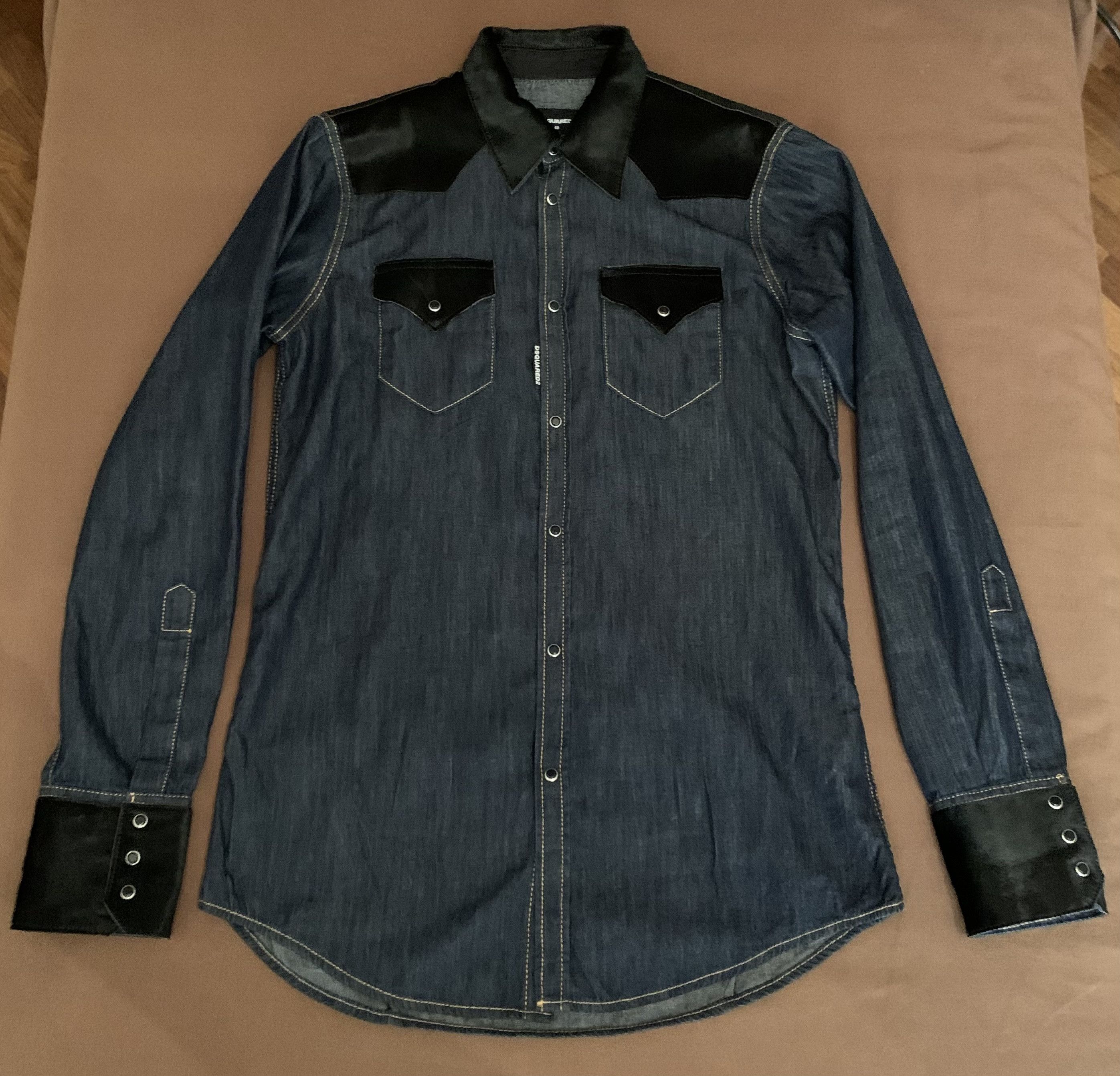 Dsquared2 Dsquared2 men's shirt in denim and pony skin (retail €1000) Size US M / EU 48-50 / 2 - 1 Thumbnail
