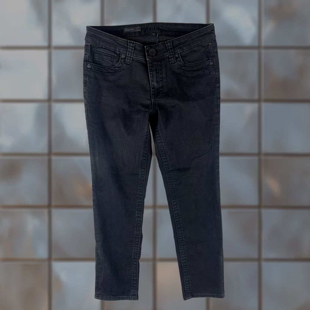 Vintage KUT from the Kloth Jeans Womens 4P Straight Leg Black Skinny Jeans Flat Lay 28X25 Pants Womens Jeans Regular Skinny Size 27" / US 4 / IT 40 - 1 Thumbnail
