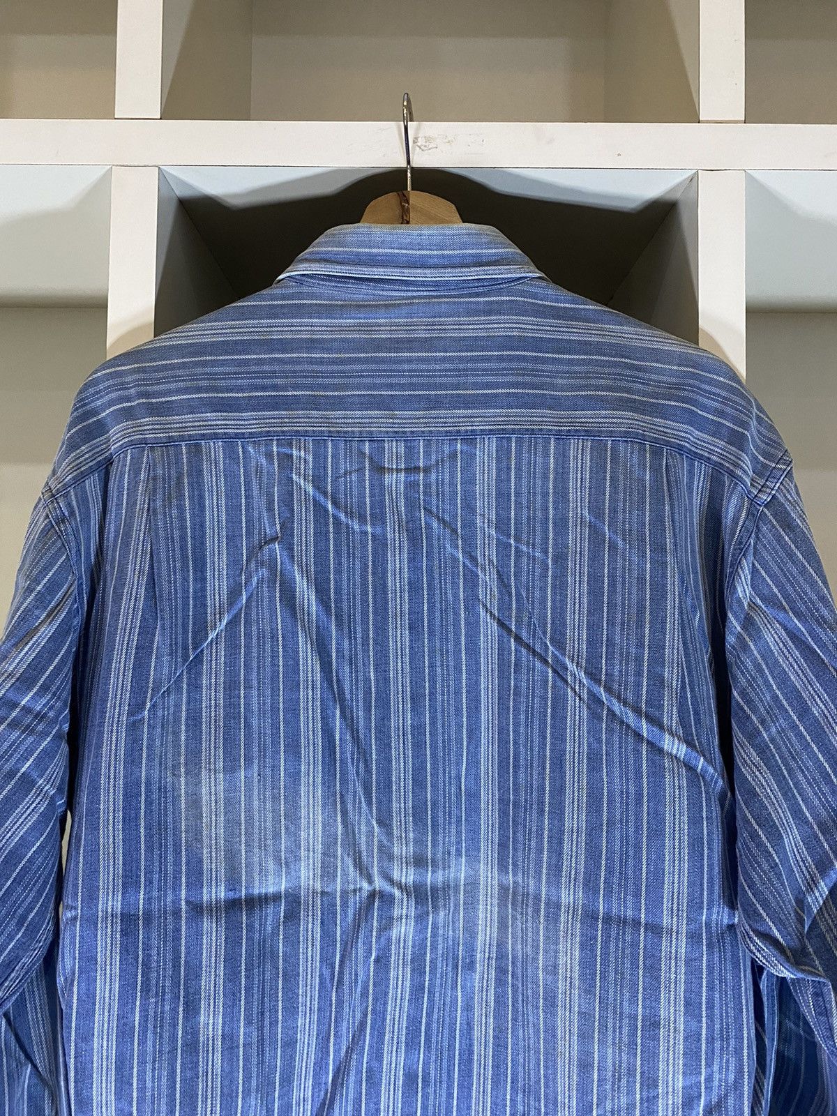 Indigo × Japanese Brand × Vintage Vintage Indigo Fire Flag Button Shirt Size US L / EU 52-54 / 3 - 10 Thumbnail