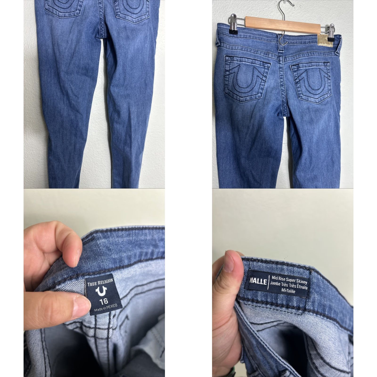 True Religion True Religion Halle Mid Rise Super Skinny Medium Wash Jeans Junior 16 30x31 Flaw Size 38" / US 16 / IT 52 - 9 Thumbnail