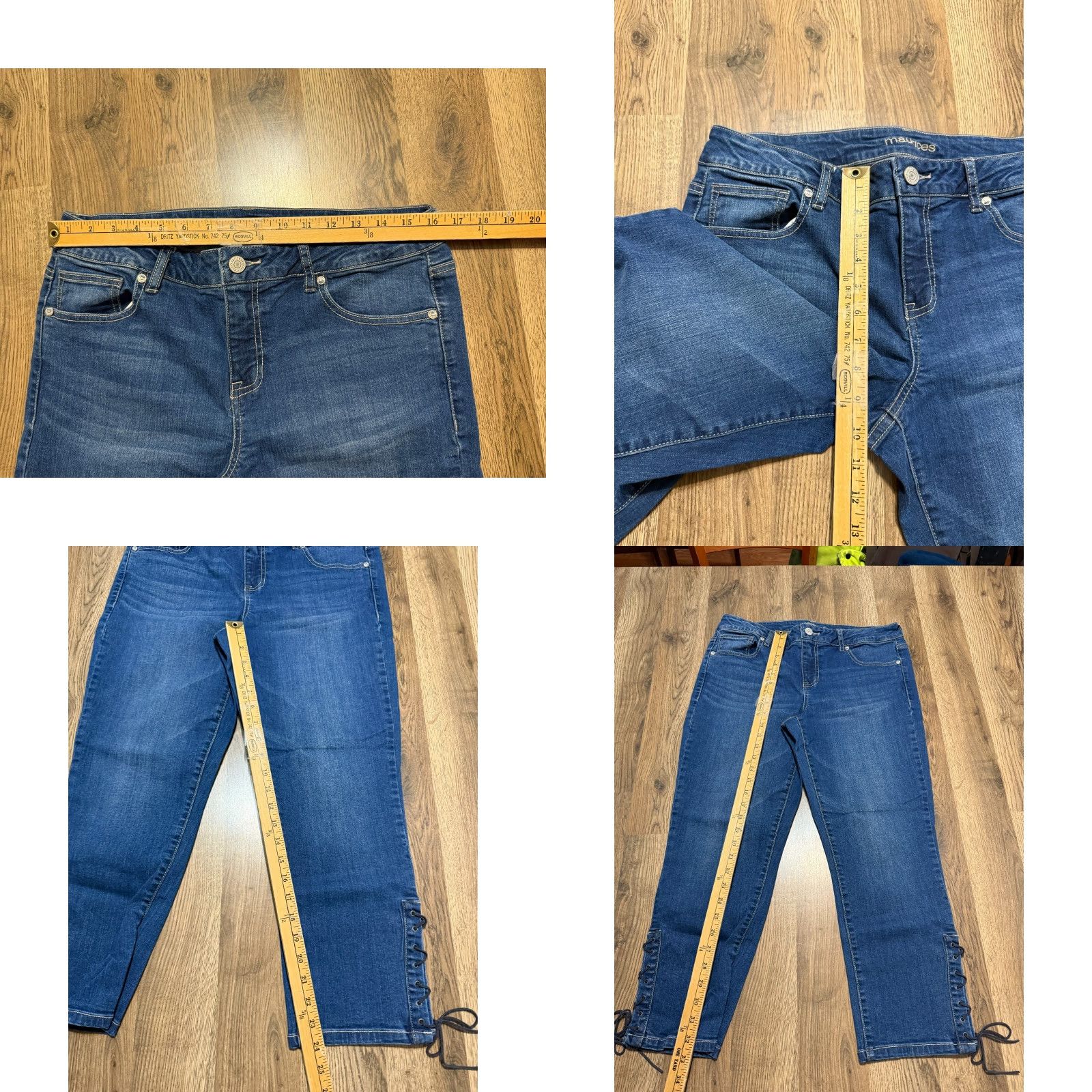 Vintage Maurices Jeans Capri Denim Blue 13/14 Lace Up 5-Pocket Regular Mid Rise Women's Juniors Jeans Size 34" / US 12 / IT 48 - 8 Thumbnail