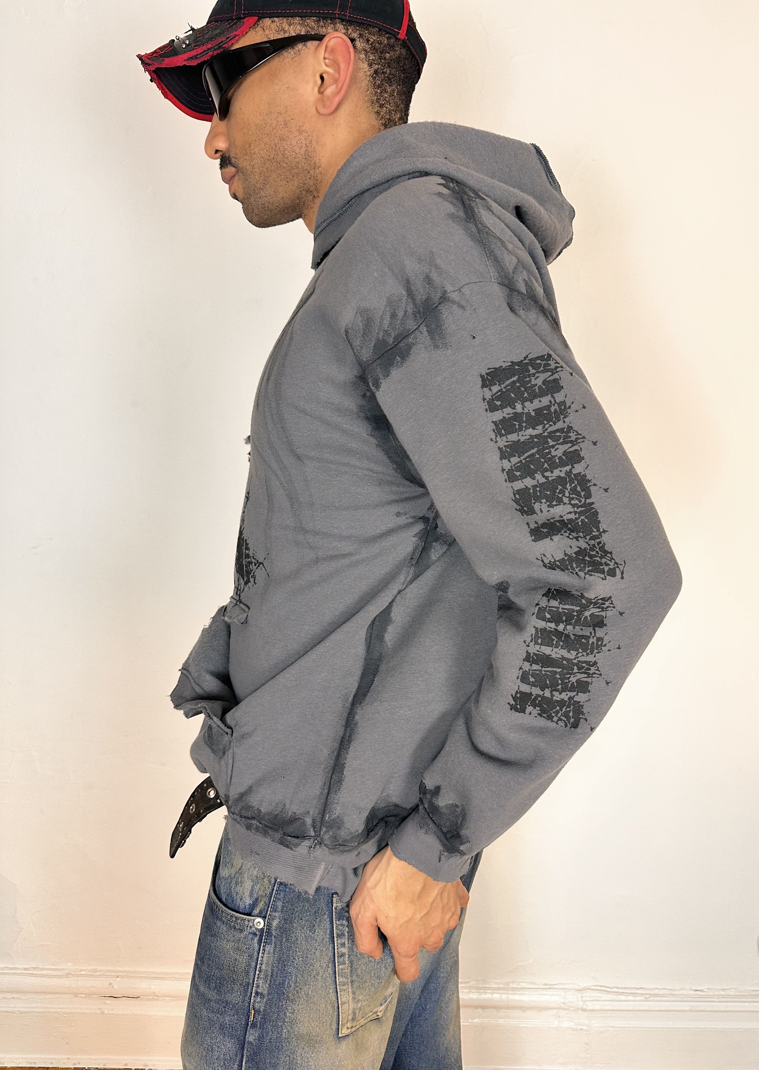 Vintage ASTROBOI* Psycho Teddy Barbed Wire Grey Grunge Hoodie - XL Size US XL / EU 56 / 4 - 2 Thumbnail