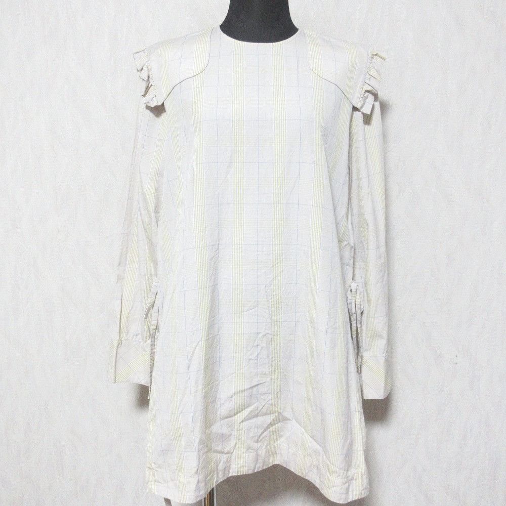 Other Other yori Frill Shoulder Check Blouse Others Tops YR1921-012SP DUTY FREE for USA Size ONE SIZE - 1 Thumbnail