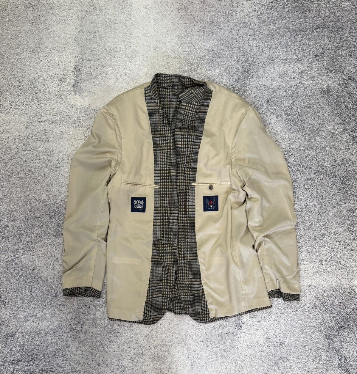 Boggi Boggi Milano B Jersey Blazer 2Button 54 Beige Men Made Italy Size 44R - 14 Thumbnail