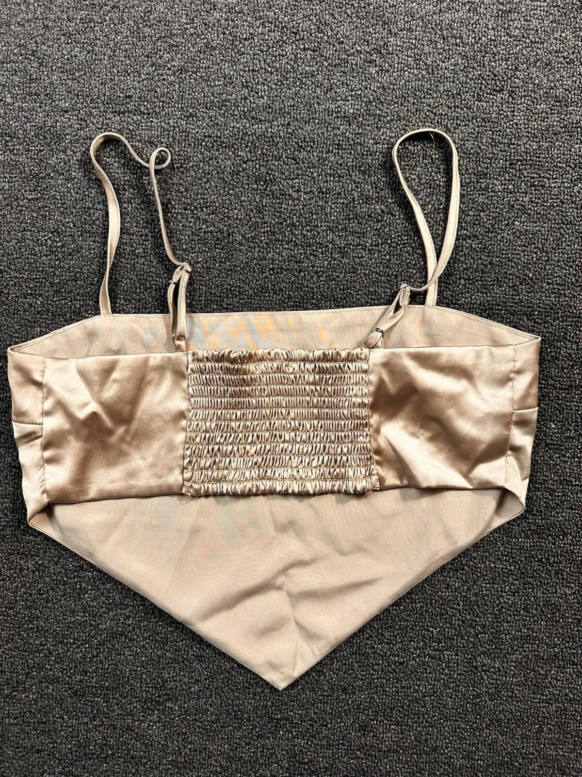 Forever 21 Forever 21 Women's L Beige Polyester Spaghetti Crop Cami Size L / US 10 / IT 46 - 4 Thumbnail