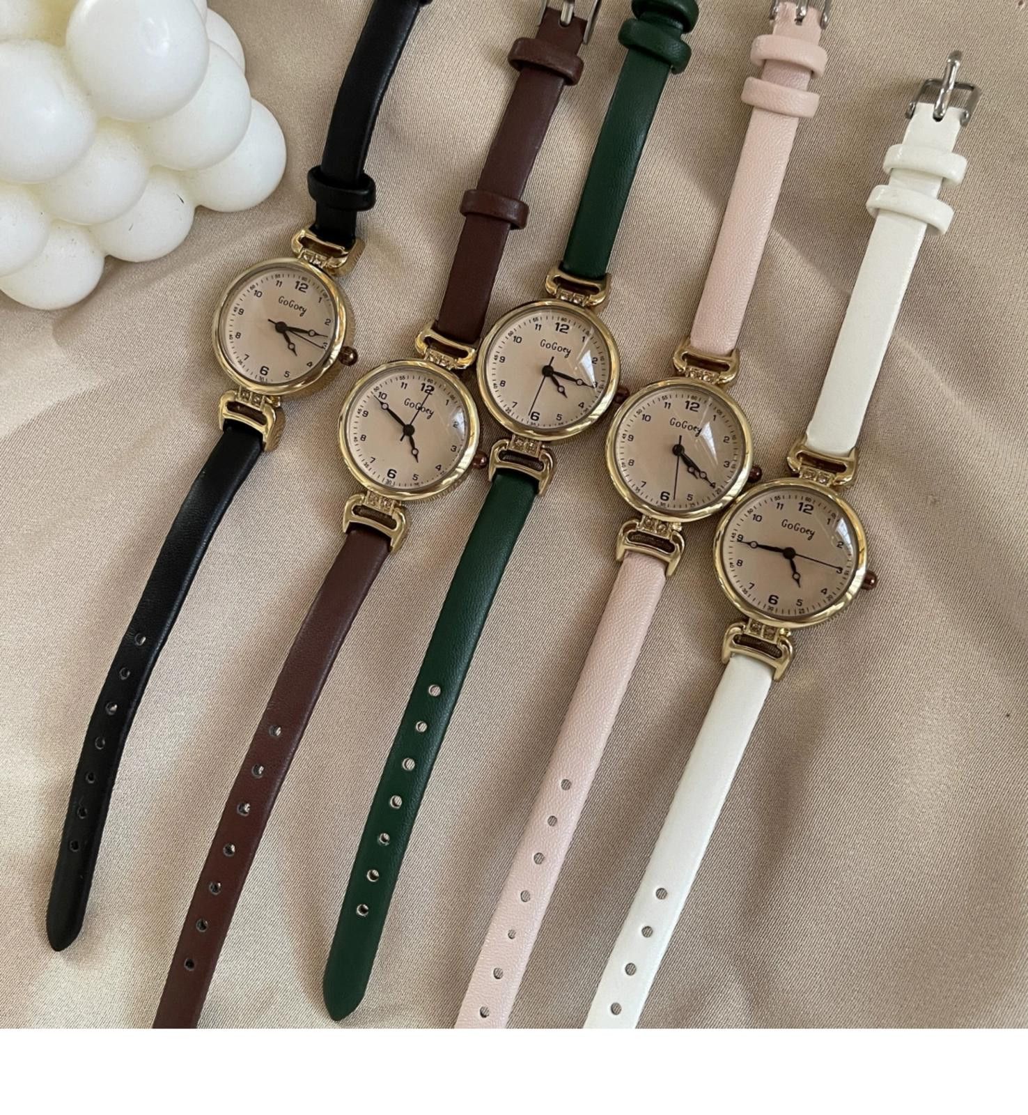Jewelry Brown Leather Strap Classic Round Dial Wristwatch Size ONE SIZE - 6 Thumbnail