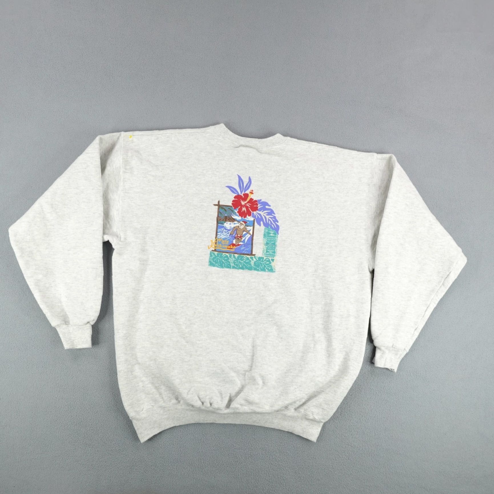 Reyn Spooner Reyn Spooner Sweatshirt Mens Large Gray Surfing Santa Klaus Hawaiian Shirt Pullover Crew Neck Beach Holiday Tropical Logo Mens Size US L / EU 52-54 / 3 - 4 Thumbnail
