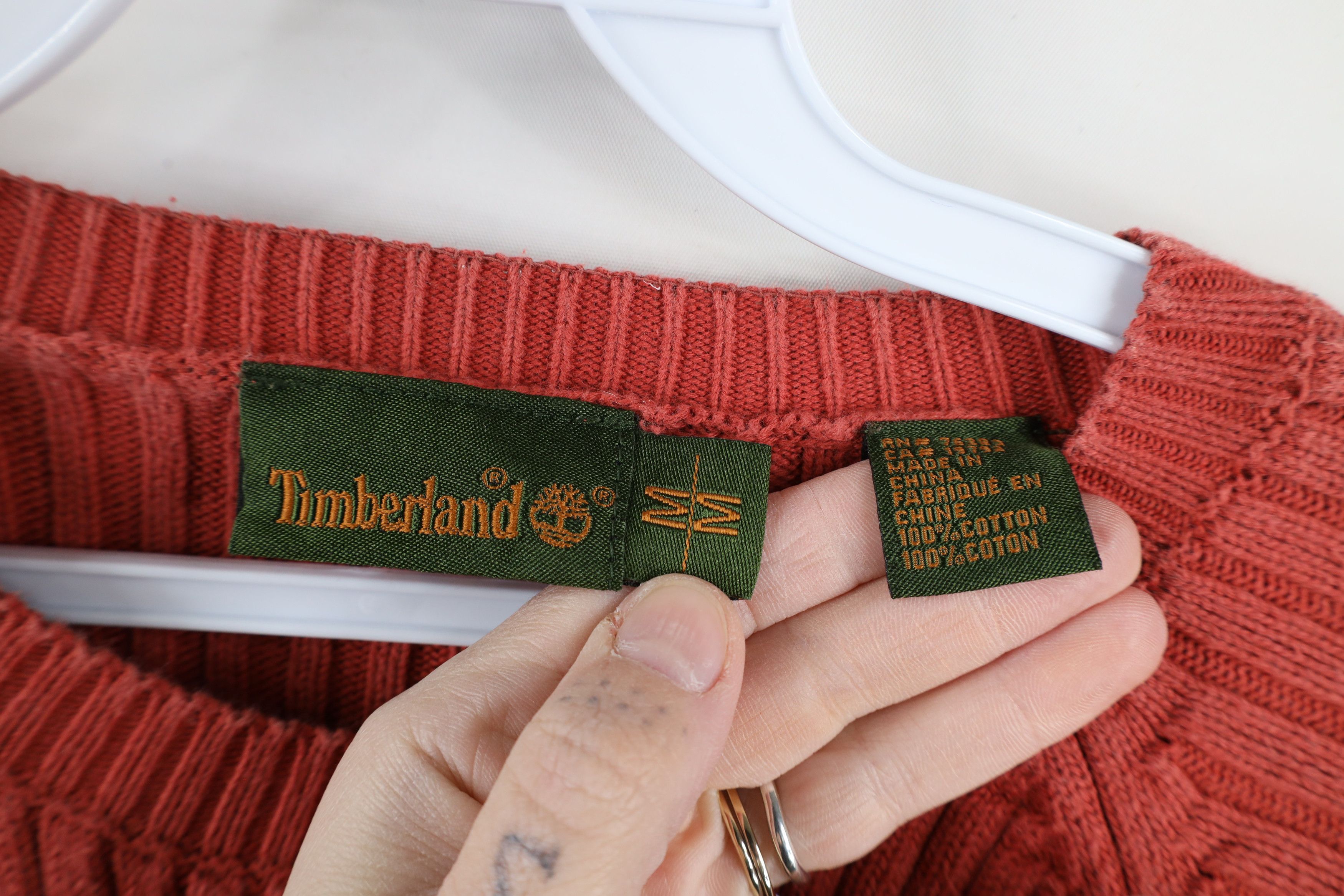 Timberland × Vintage Vintage 90s Y2K Timberland Chunky Ribbed Knit Sweater Red Size US M / EU 48-50 / 2 - 6 Thumbnail