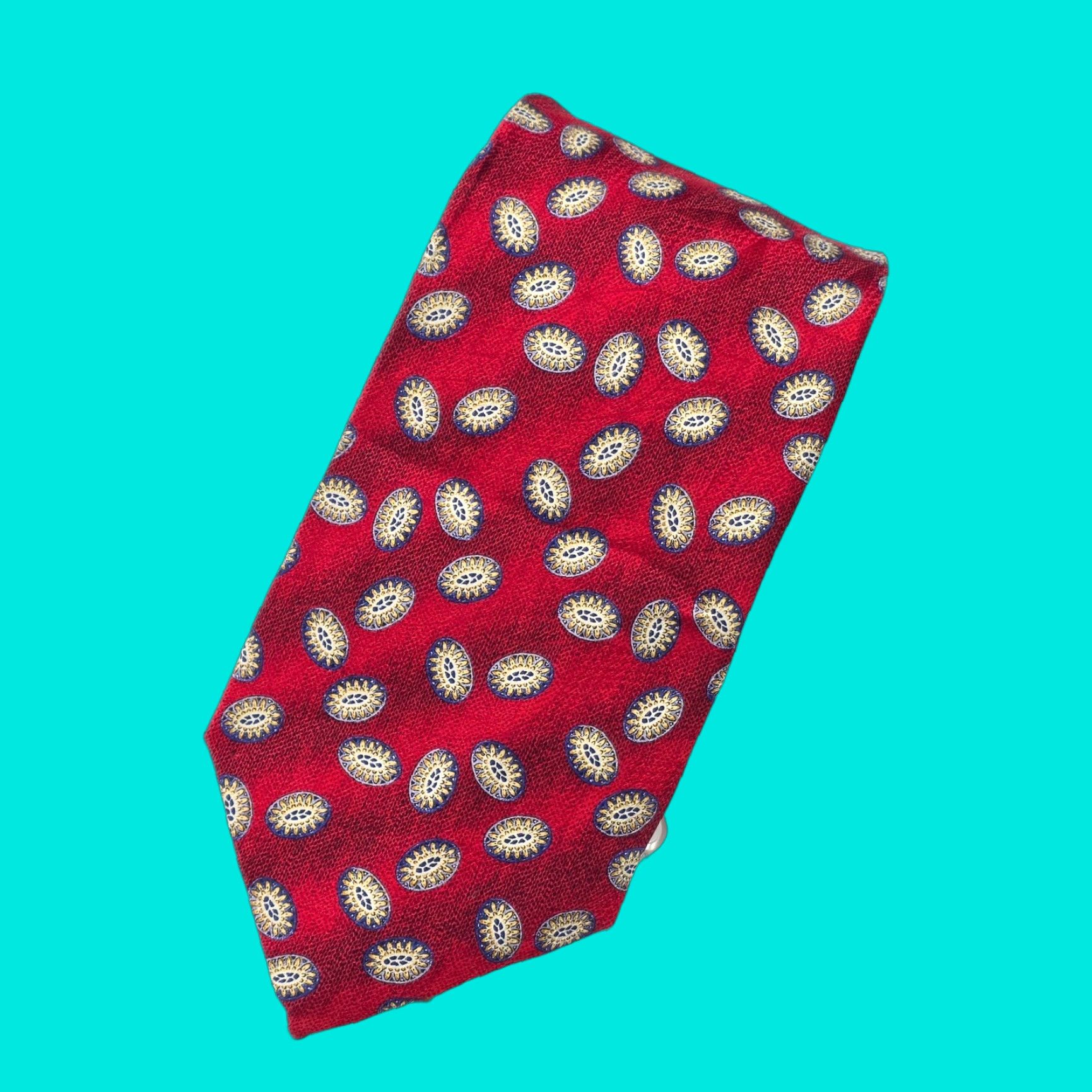 Robert Talbott Robert Talbott Studio Necktie Mens Red Geometric Silk Tie Designer USA Size ONE SIZE - 1 Thumbnail