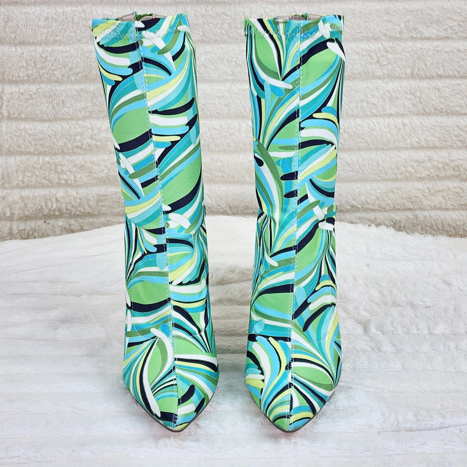 Other Odin Crazy Wild Color Pattern High Heel Stretch Fabric Ankle Size US 10 / IT 40 - 3 Thumbnail