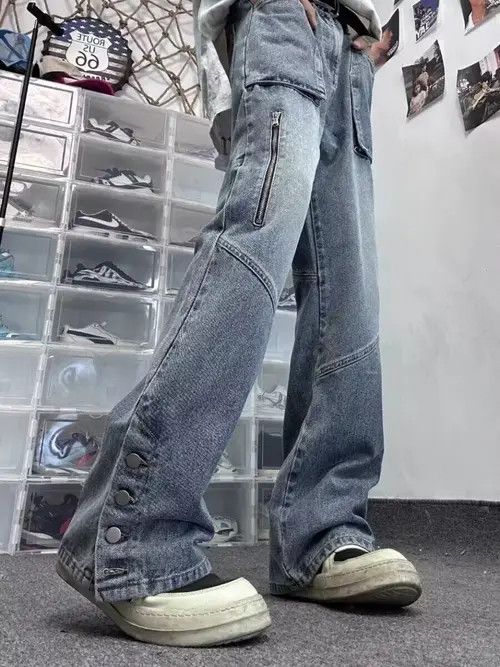 VIBE Vintage washed distressed zipper rivet rare jeans Size US 34 / EU 50 - 1 Thumbnail