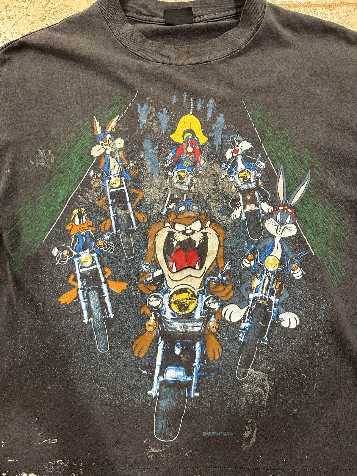 Cartoon Network Vintage Looney Tunes 1993 Motorcycle Biker Faded T-Shirt Size US XL / EU 56 / 4 - 9 Thumbnail