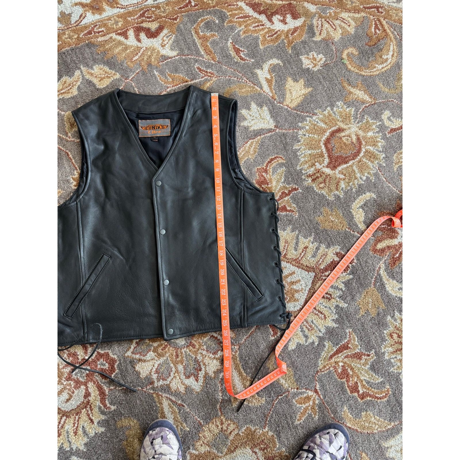 Other UNIK Premium leather motorcycle vest snap-front side laces Size US XL / EU 56 / 4 - 10 Thumbnail