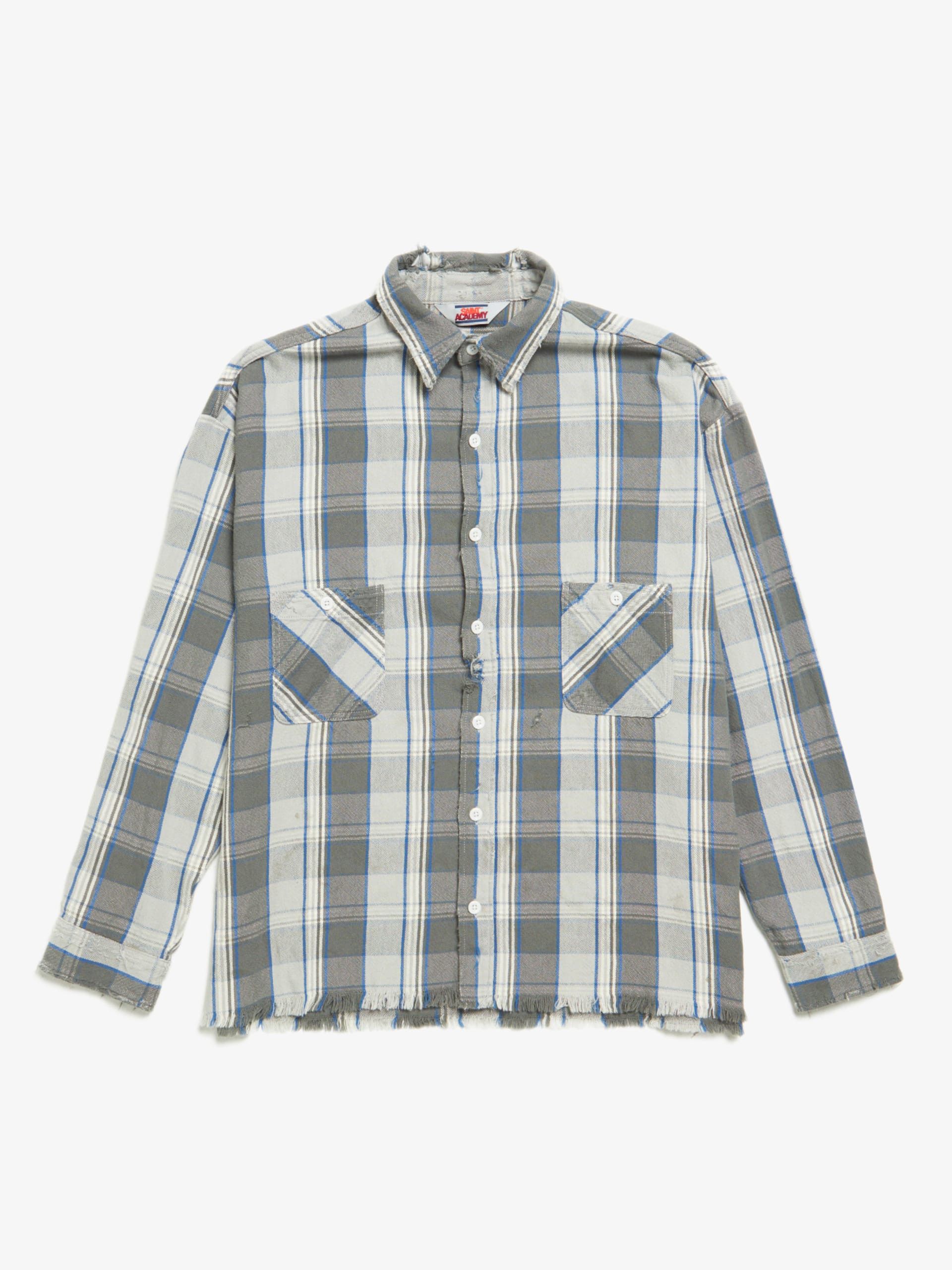 Saint Michael Gray Plaid Distressed Cotton Shirt Size US XL / EU 56 / 4 - 1 Thumbnail
