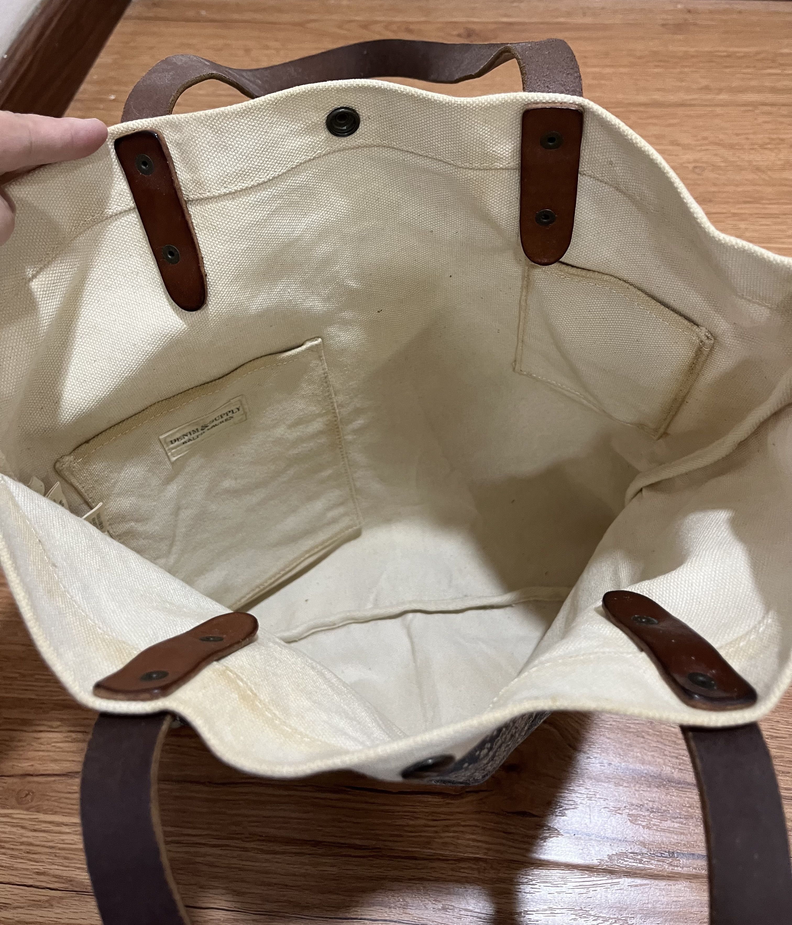 Polo Ralph Lauren Denim And Supply Polo Ralph Lauren Leather Canvas Tote Bag Size ONE SIZE - 5 Thumbnail