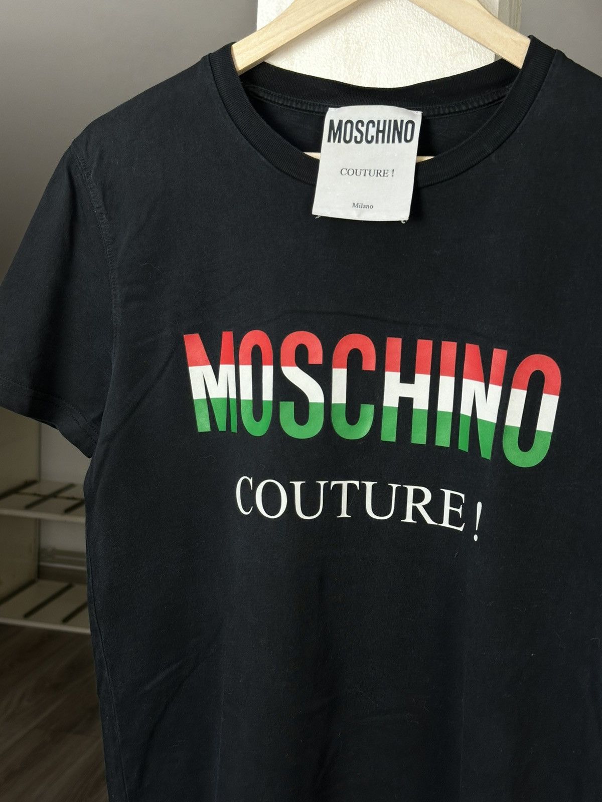 Designer Moschino Logo Black Luxury Tee Size US M / EU 48-50 / 2 - 2 Thumbnail