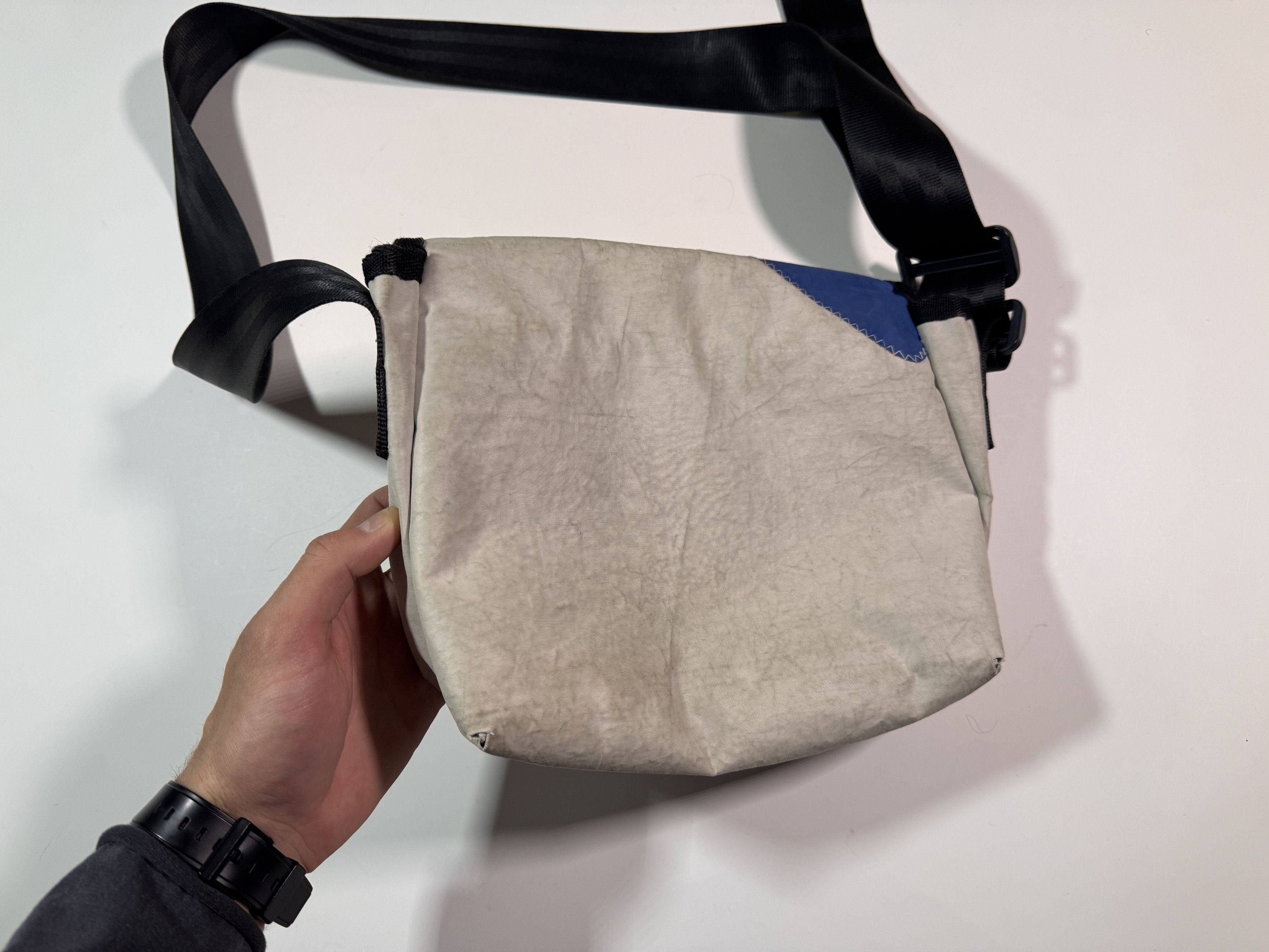 Handmade Upcycled Sail Cloth Segeltuch Crossbody White Messenger Size ONE SIZE - 3 Thumbnail