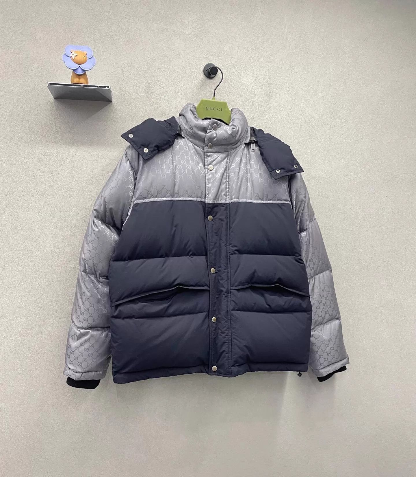 Gucci Gucci Silver Black Colorblock Full Print Down Jacket 50 Size US M / EU 48-50 / 2 - 2 Thumbnail