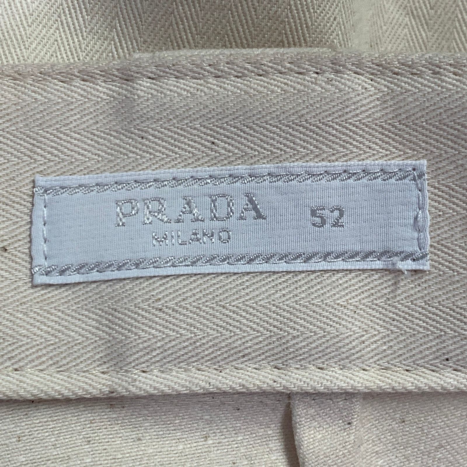 Prada Beige Cotton Herringbone Tapered Elastic Cuffs Zip Fly Pants Size US 36 / EU 52 - 6 Thumbnail
