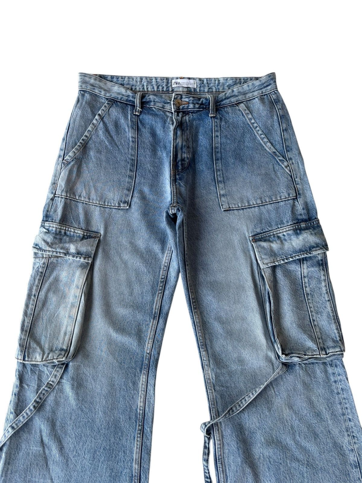 If Six Was Nine 💥SICK BAGGY FLARE MULTI POCKET CARGO JEANS ZARA BAGGY JEAN Size US 35 - 5 Thumbnail
