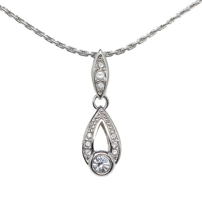 image of Dior Rhinestone Pendant Necklace in Silver, Women's