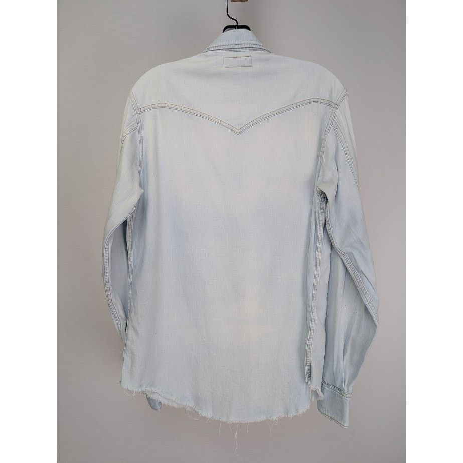 Saint Laurent Paris o1rshd1 CC20 Distressed Western Shirt in Sky Blue Size US M / EU 48-50 / 2 - 6 Thumbnail