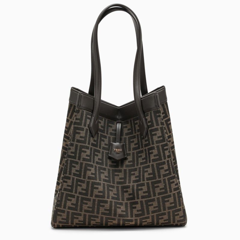 image of Fendi Origami Large Convertible Bag In Brown Jacquard Ff, Women's