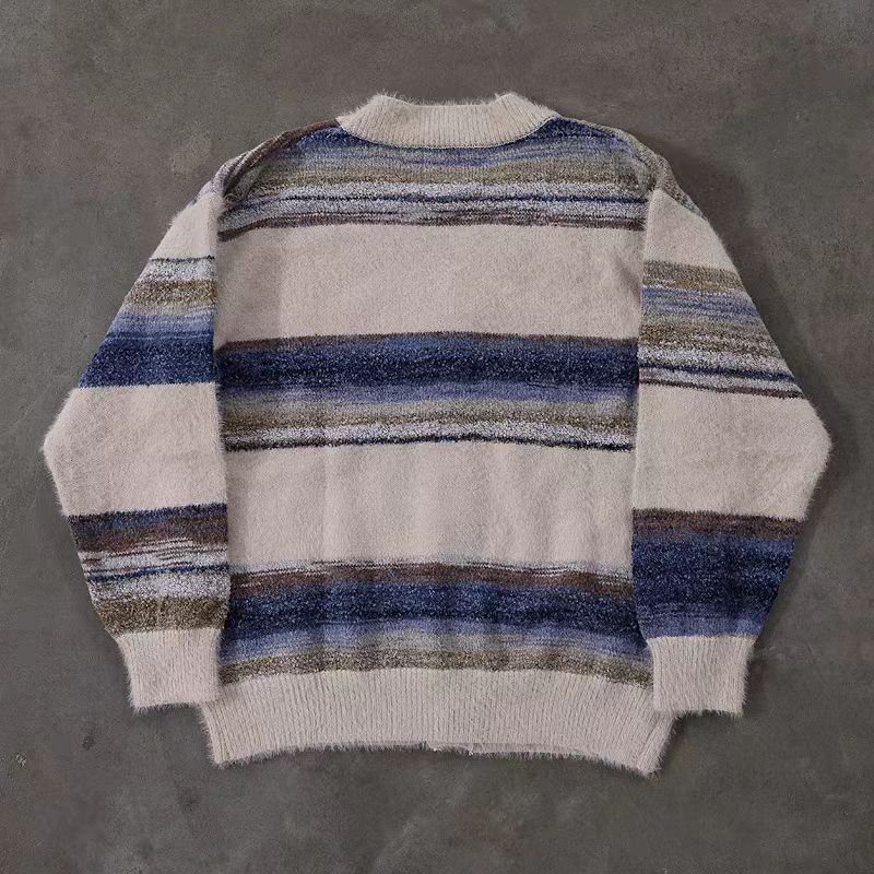 Japanese Brand × Vintage Street Vintage Hip Hop Stripe Loose Casual Knit Sweater Size US M / EU 48-50 / 2 - 2 Thumbnail