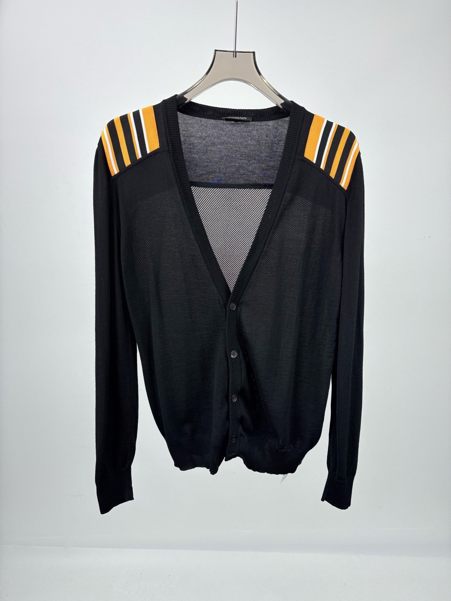 Balmain BALMAIN Striped Knit Cardigan Size US M / EU 48-50 / 2 - 1 Thumbnail