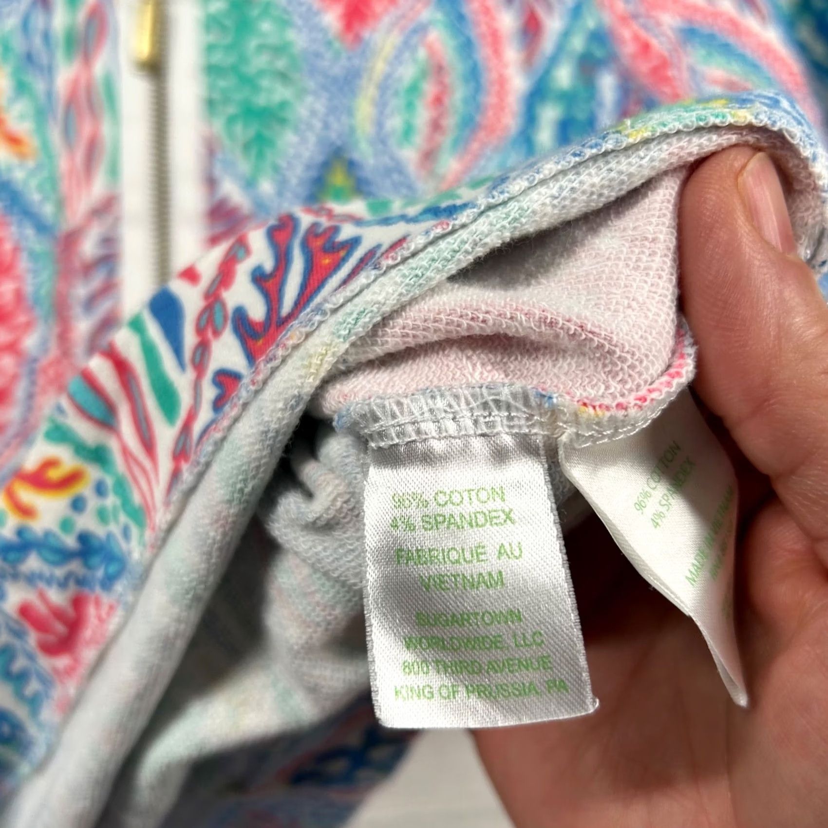 Lilly Pulitzer Lilly Pulitzer Top Womens M 1/2 Zip Pullover Geometric Coral Multicolor Mock Neck Sweatshirt Sweater Size M / US 6-8 / IT 42-44 - 5 Thumbnail