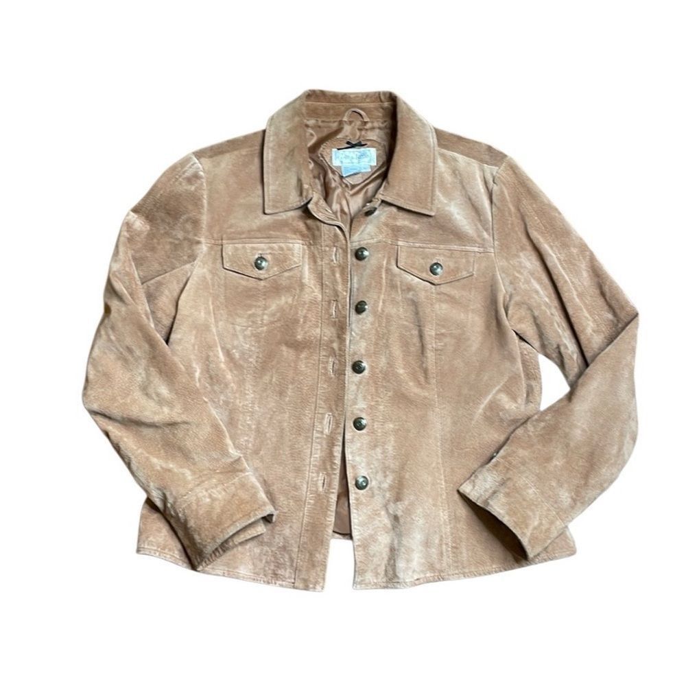 Vintage Y2K Vintage Tan Suede Jacket Button Front Large Live a Littl Size L / US 10 / IT 46 - 1 Thumbnail