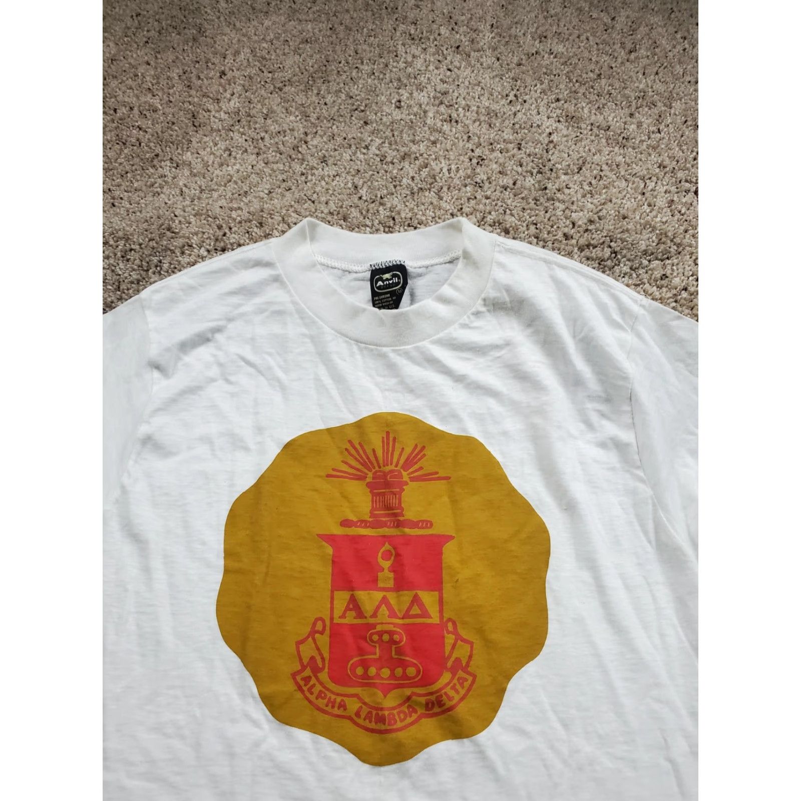 Anvil VINTAGE Alpha Lambda Delta Shirt Mens Medium White Honor Society Crest Made USA Size US M / EU 48-50 / 2 - 4 Thumbnail