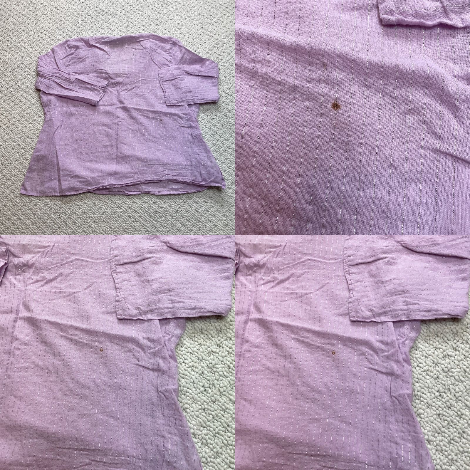 Mossimo Mossimo Long Sleeve Shirt Womens Plus 18W Light Purple Split Neck Shiny Striped Size XXL / US 16-18 / IT 52-54 - 8 Thumbnail