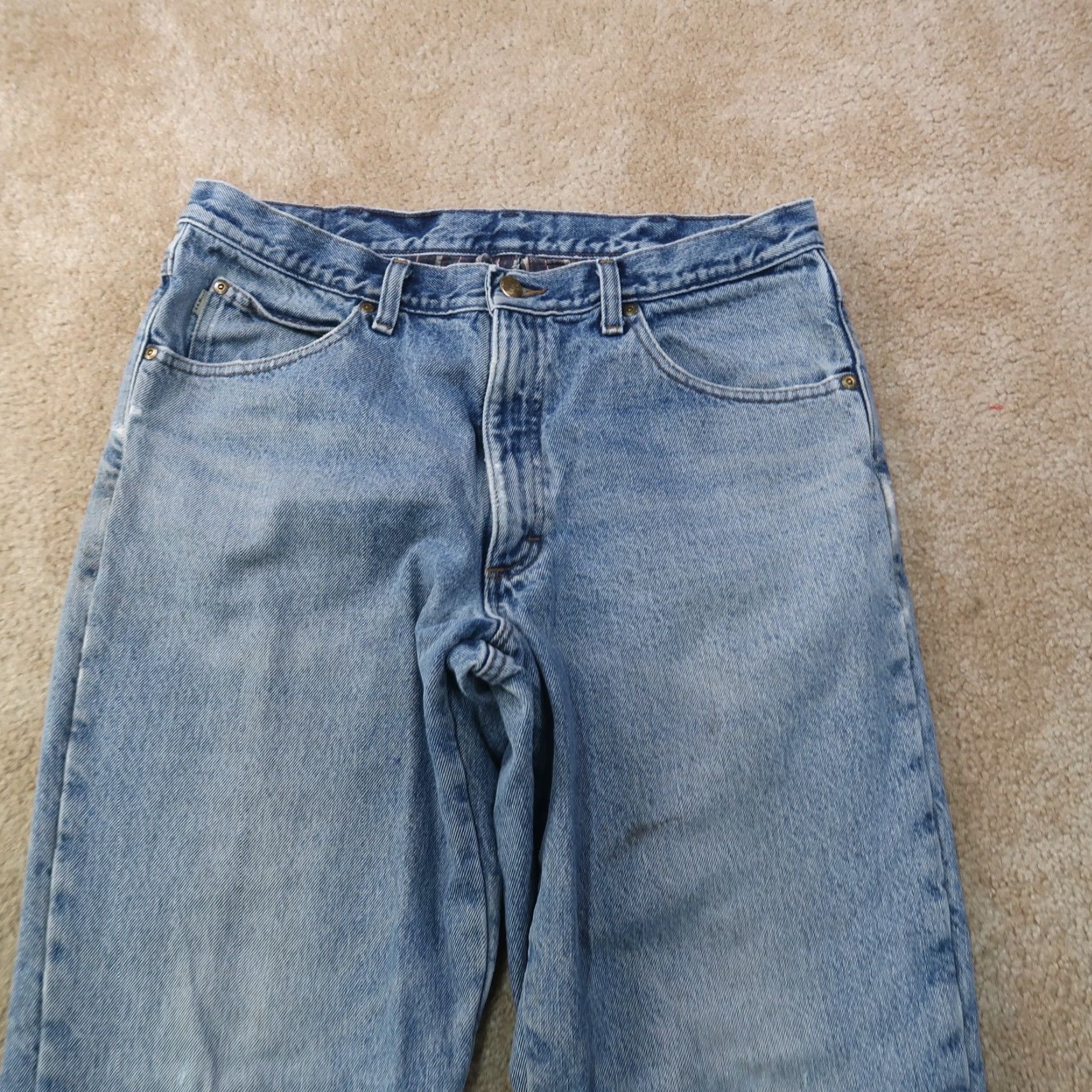 Vintage VINTAGE LL Bean Flannel Lined Jeans Men 35x34 Distressed Denim Blue Size US 35 - 4 Thumbnail