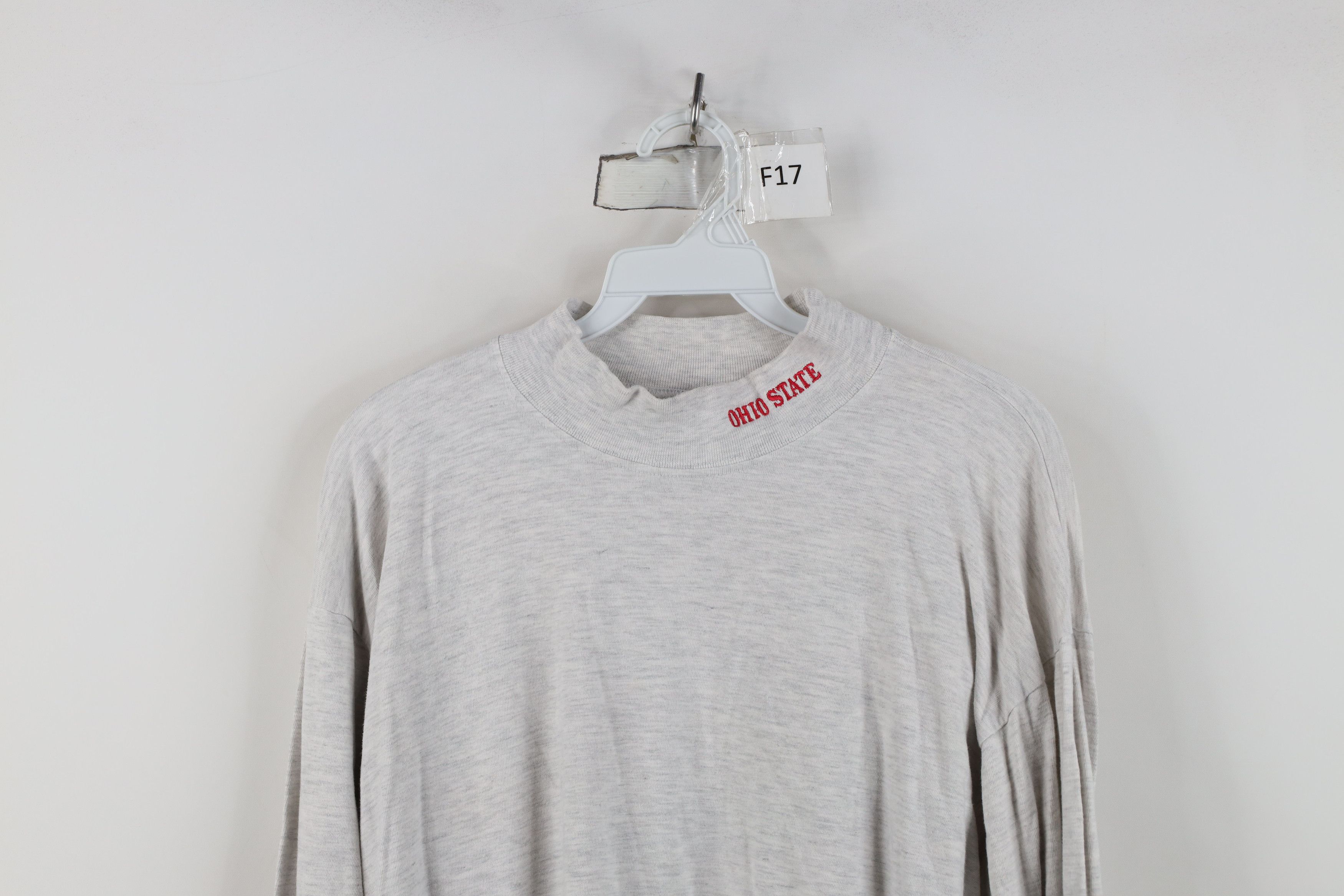 Vintage Vintage 90s Ohio State University Mock Neck T-Shirt Gray Size US L / EU 52-54 / 3 - 2 Thumbnail