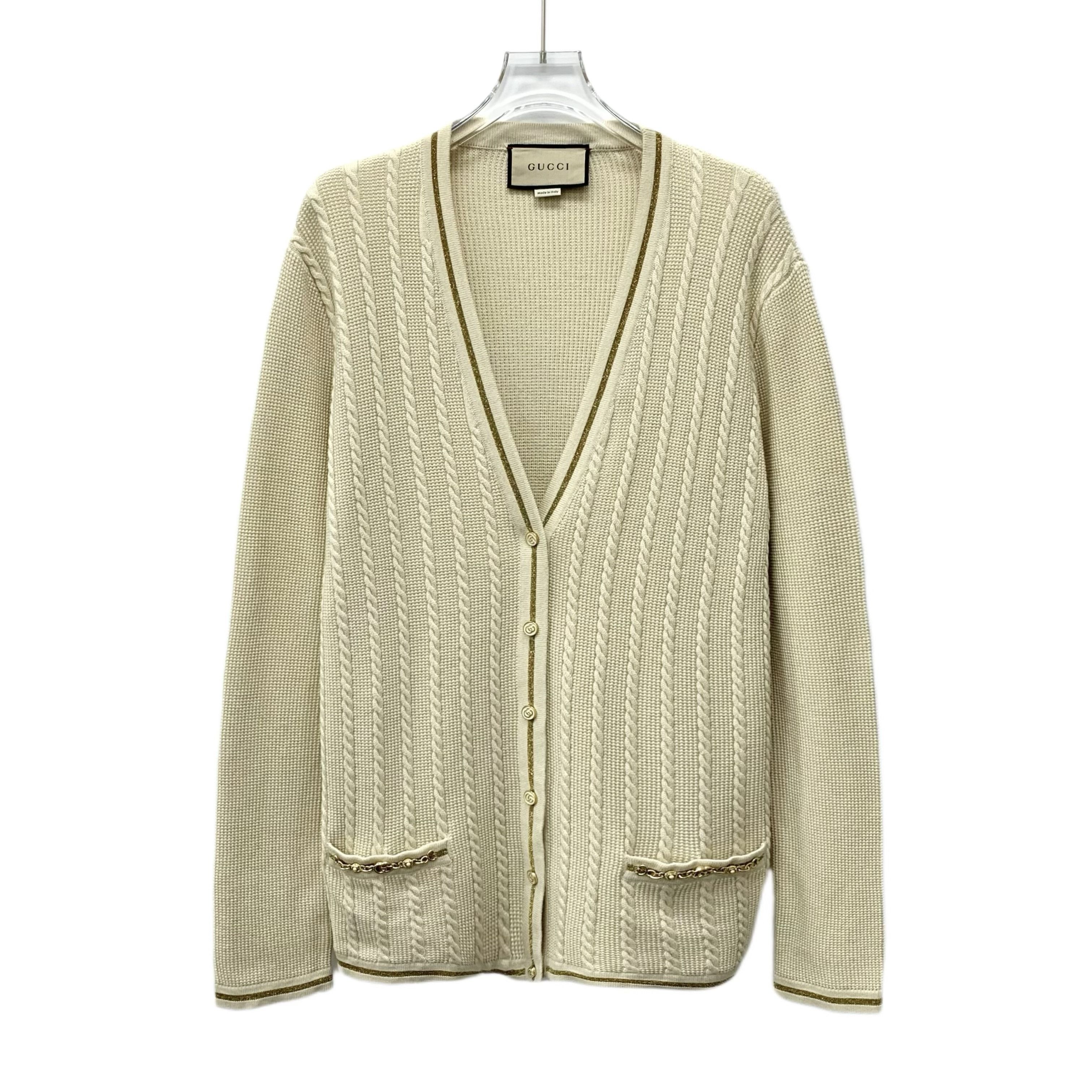Gucci Gucci Wool Cardigan – Beige V-Neck Button-Up Knit (Size S) Size S / US 4 / IT 40 - 1 Thumbnail
