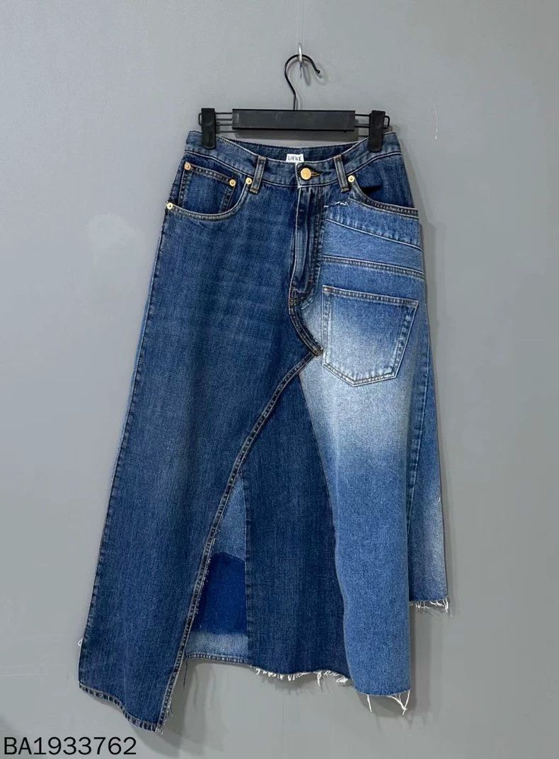 Loewe LOEWE Irregularly pieced leather skirt with denim Size 24" / US 00 / IT 34 - 5 Thumbnail